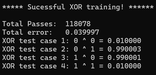 XOR Training Output